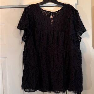 Torrid Black Lace Flutter Sleeve Blouse